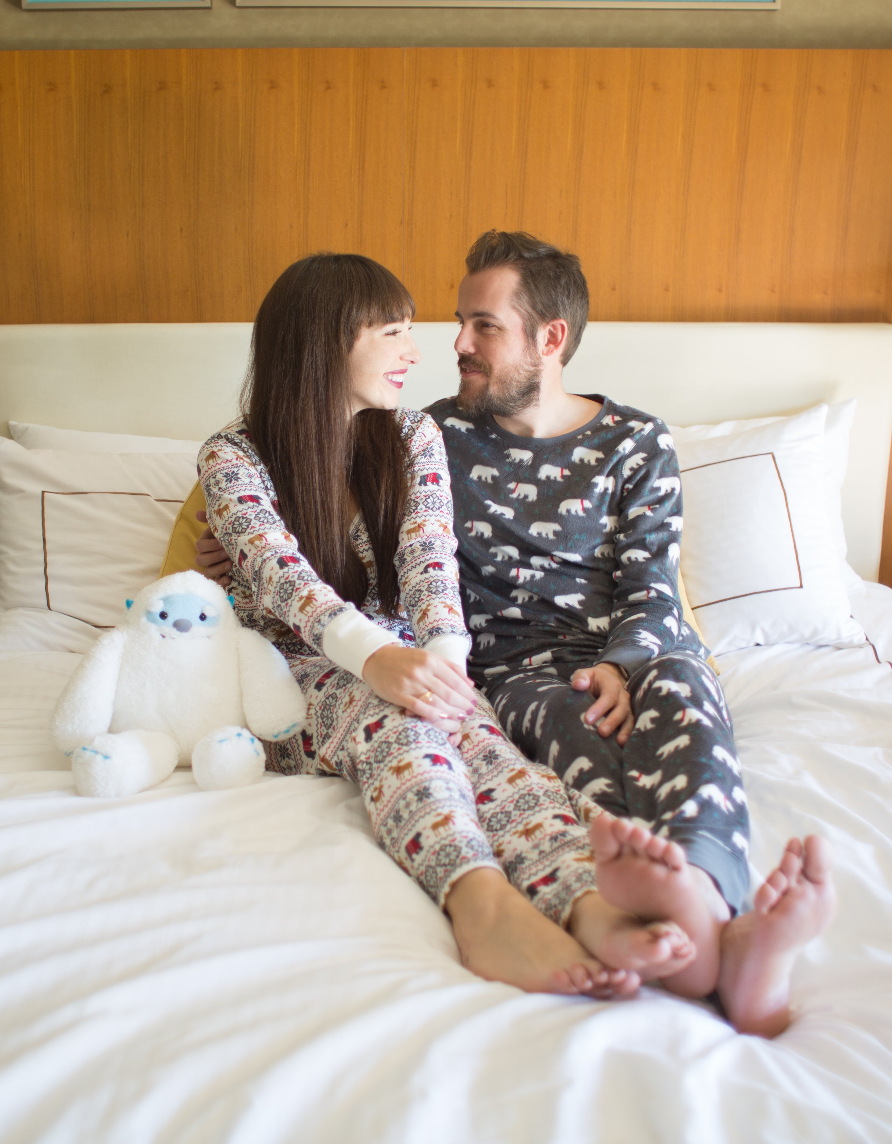 His and Her PJ Salvage Polar Bear Christmas Pajama Party
