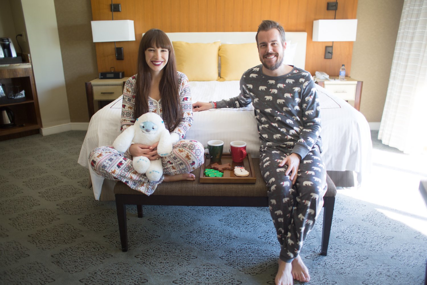 His and Her PJ Salvage Polar Bear Christmas Pajama Party