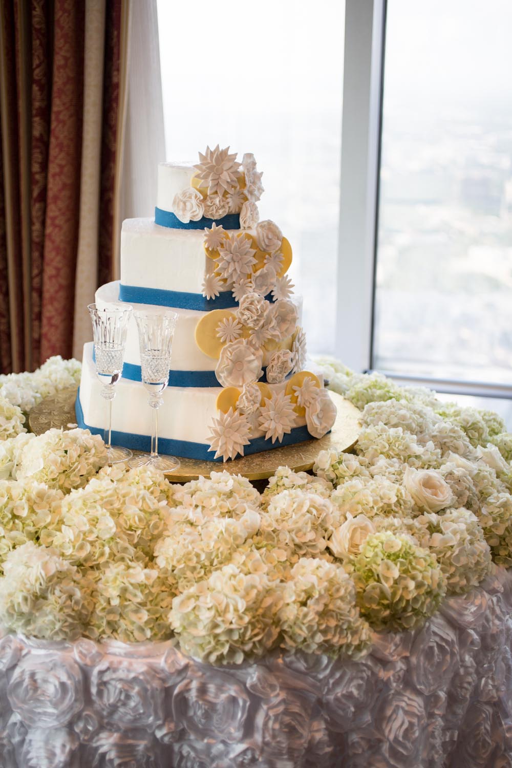 Navy and White Wedding Cake