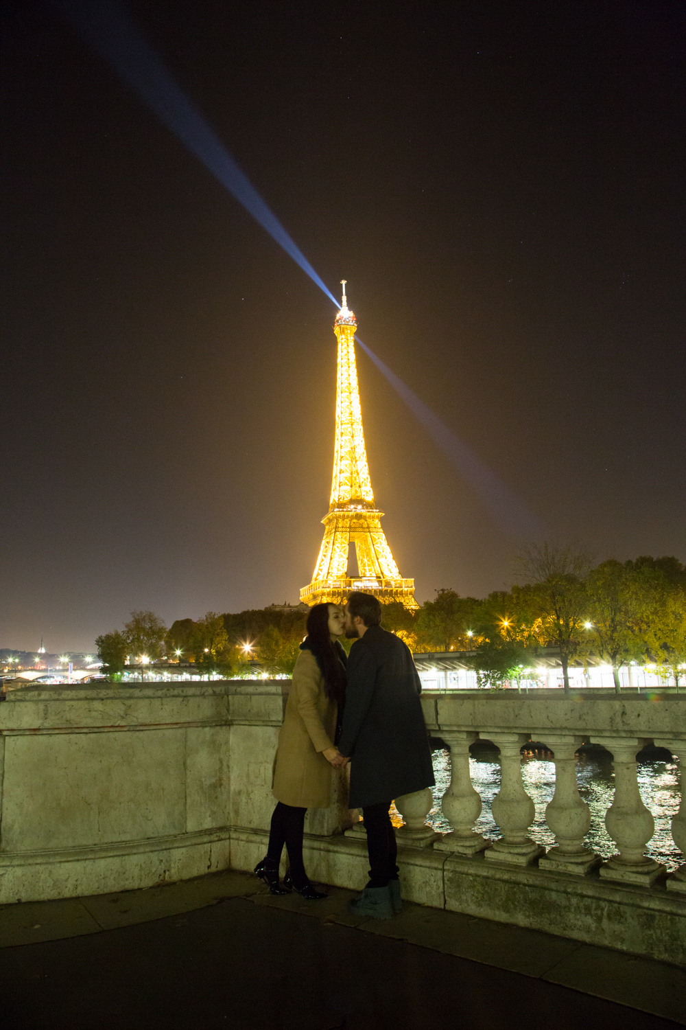 Eiffel Tower Kiss at Night Time