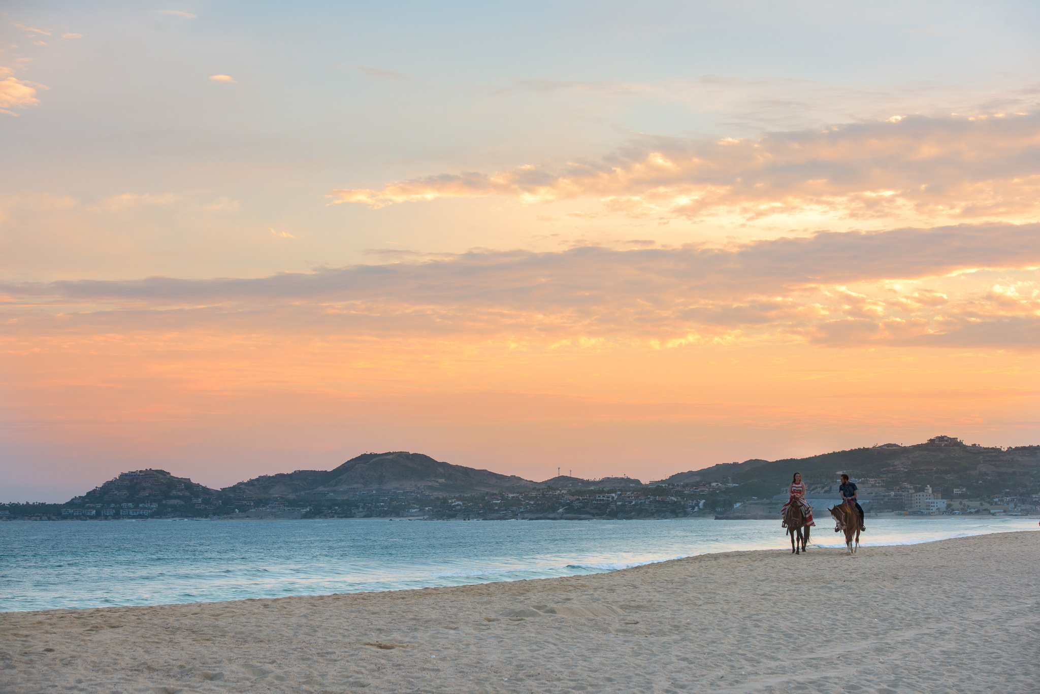 Couples Sunset Horse Back Ride on the Beach in Cabo