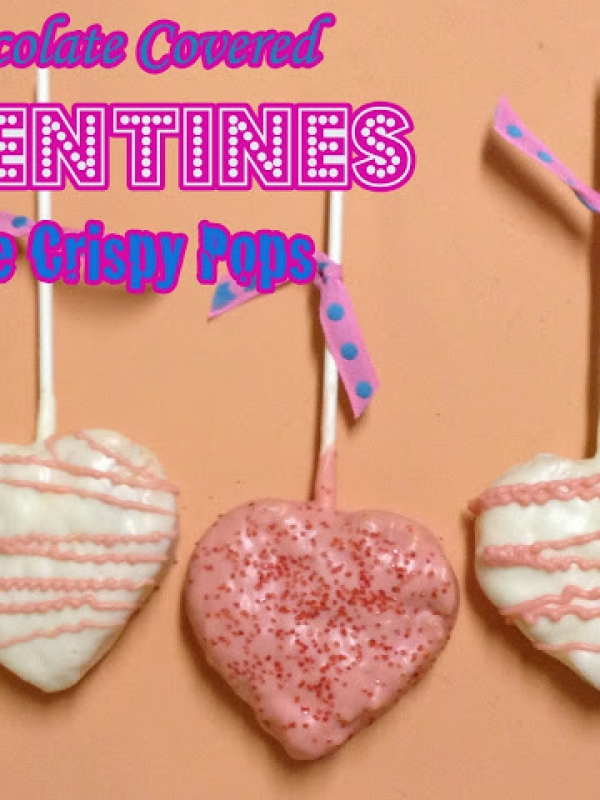 Chocolate Covered Valentines Rice Crispy Pops
