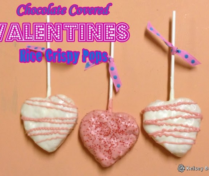 Chocolate Covered Valentines Rice Crispy Pops