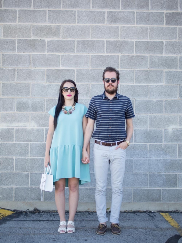 Shift Dress and a Striped Button up Tee