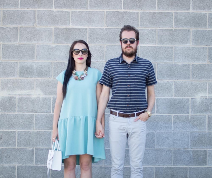 Shift Dress and a Striped Button up Tee