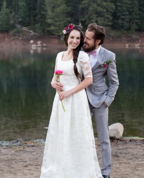 A Lace Gown and A Gray Suit