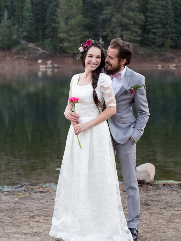 A Lace Gown and A Gray Suit