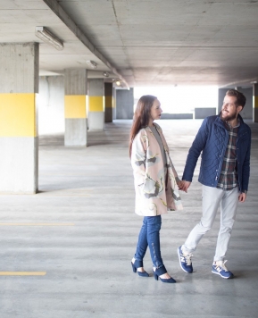 Pink Cranes and a quilted navy jacket