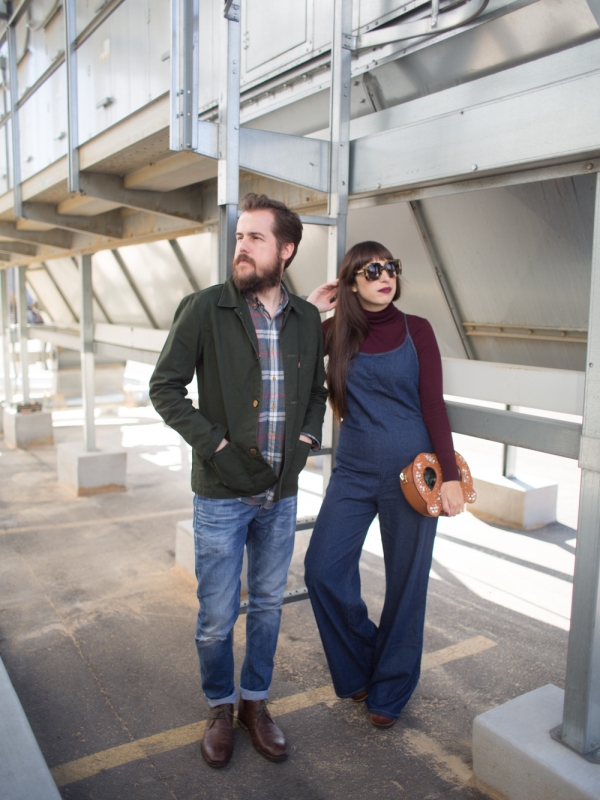 Denim Jumpsuit and a Touch of Plaid
