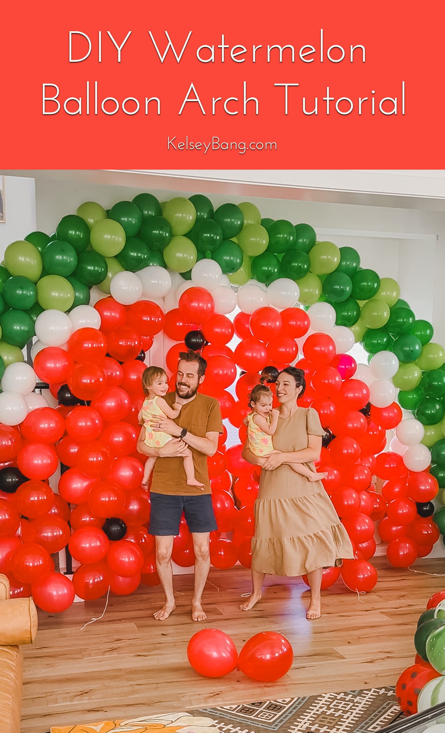 How To Make A Giant Watermelon Balloon Arch- DIY Tutorial - Kelsey Bang