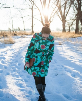 quilted coat and a floral trench