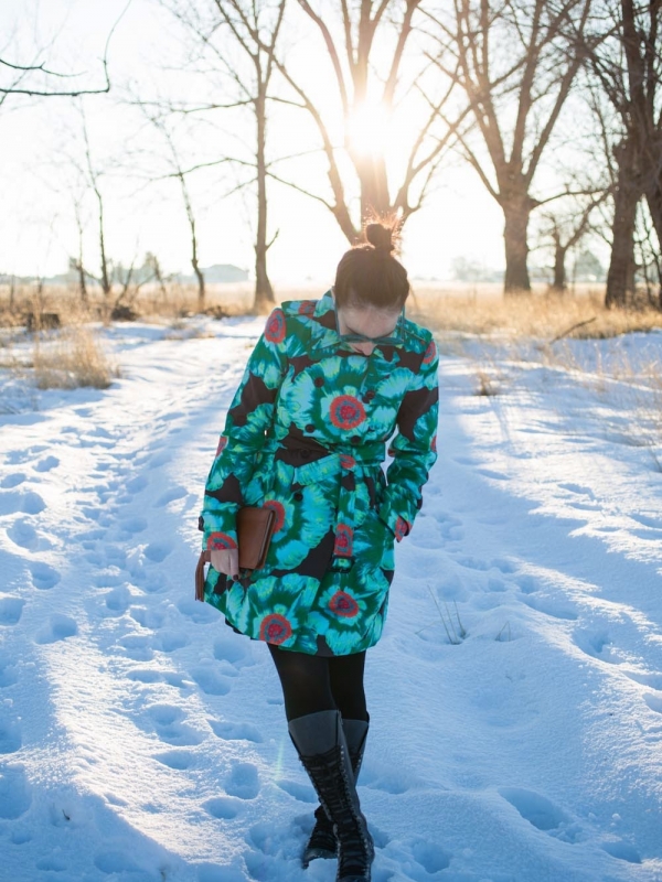 quilted coat and a floral trench