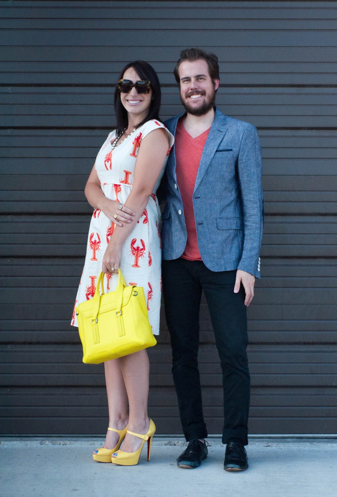 couples fashion, couples style, lobster dress, christian louboutin, red soles, zara man