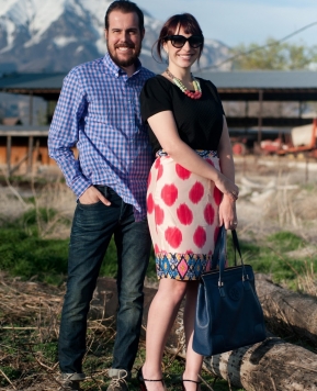 gingham, blue jeans and a watercolor ikat skirt