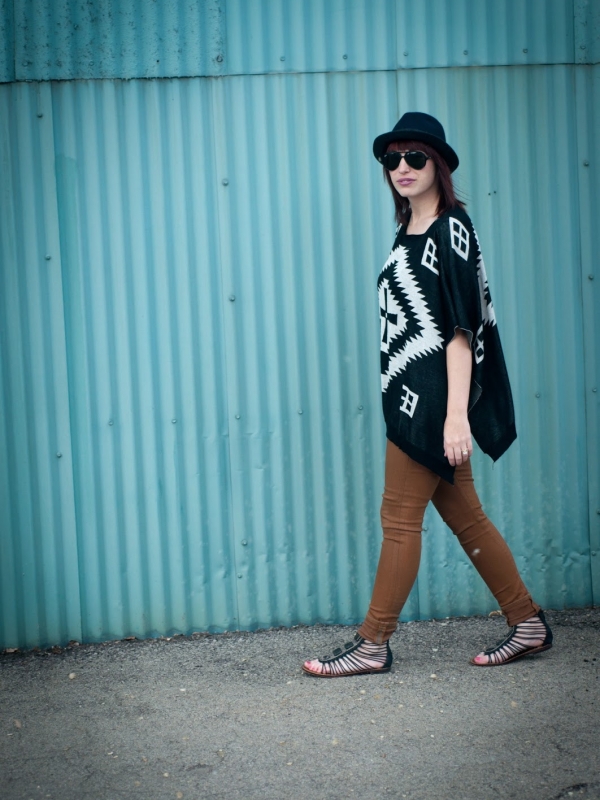 ponchos, aztec print, and plaid