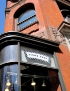 navy polka dots and mint green stripes