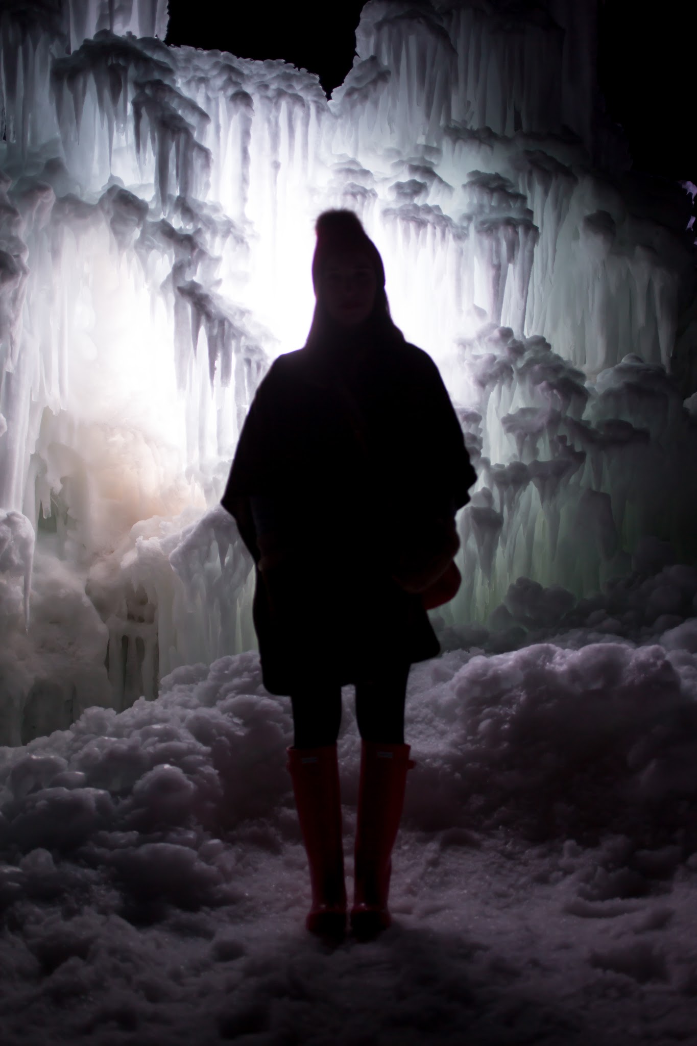 Midway Ice Castles at Night