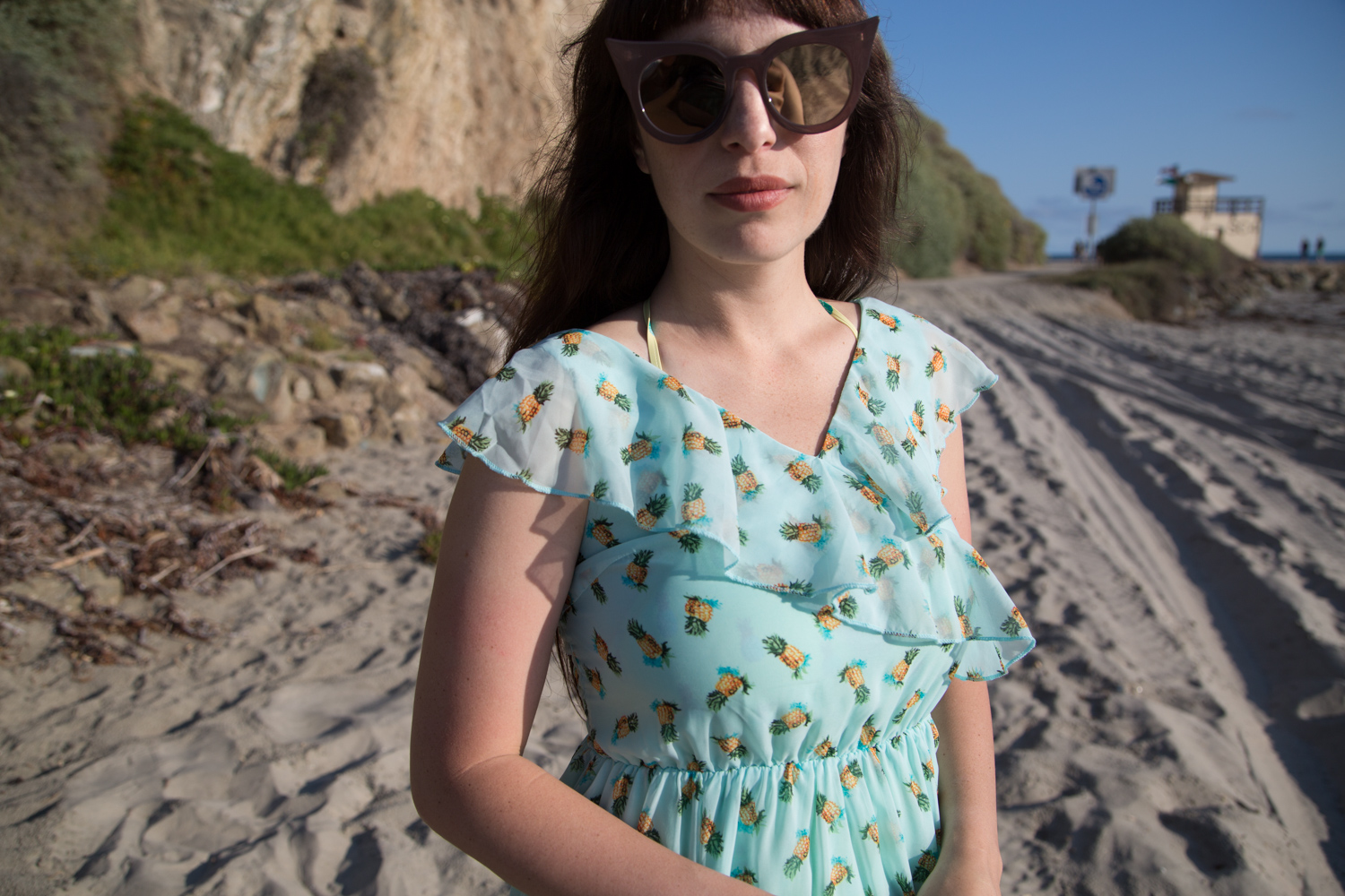 Kling Pineapple Print Dress at the Beach
