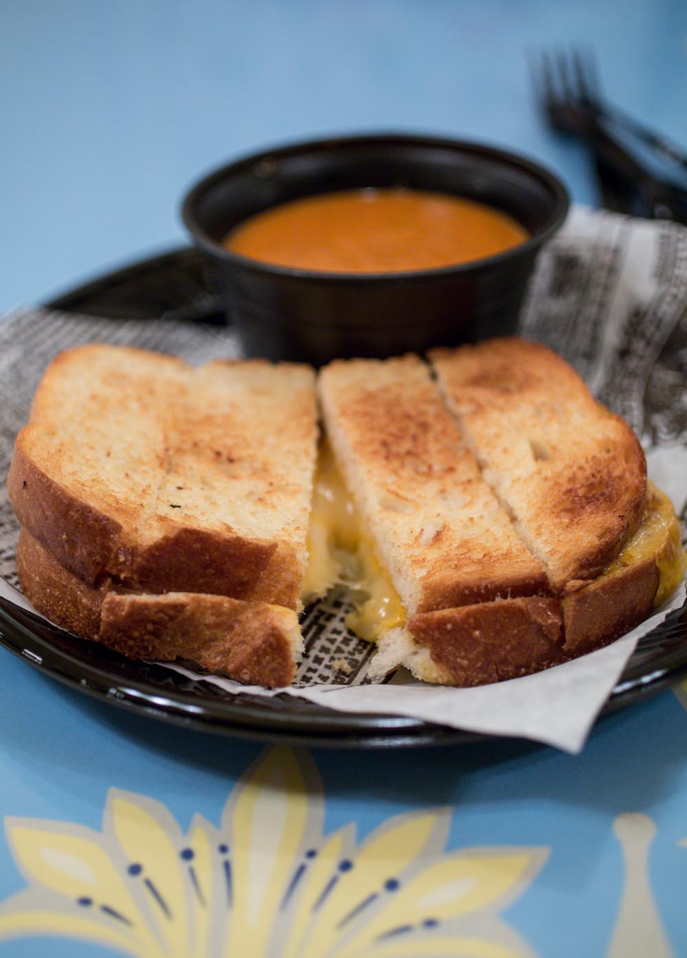 Disneyland Holly Jolly Bakery Cafe Tomato Basil Soup and Grilled Cheese