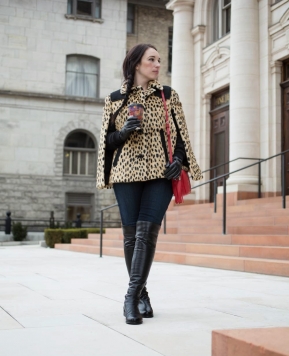 lepoard cape and a top coat