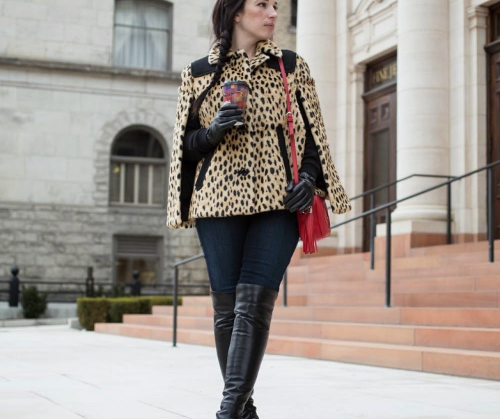 lepoard cape and a top coat