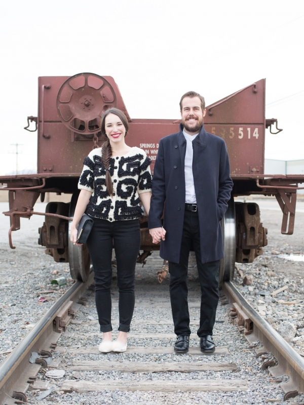 chunky knit sweater and a navy wool coat