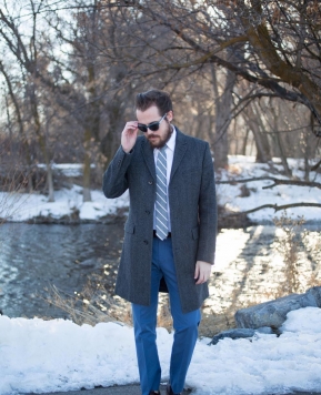 green gingham, tulle skirt and a linen tie