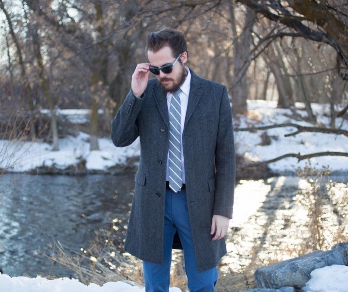 green gingham, tulle skirt and a linen tie