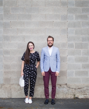 stripe tee and a floral jumpsuit