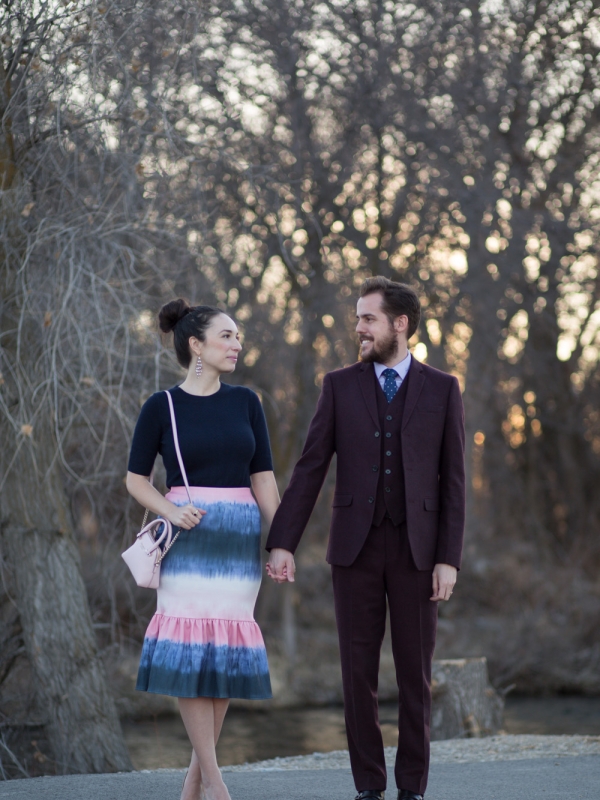 A Burgundy Suit and A Peplum Skirt