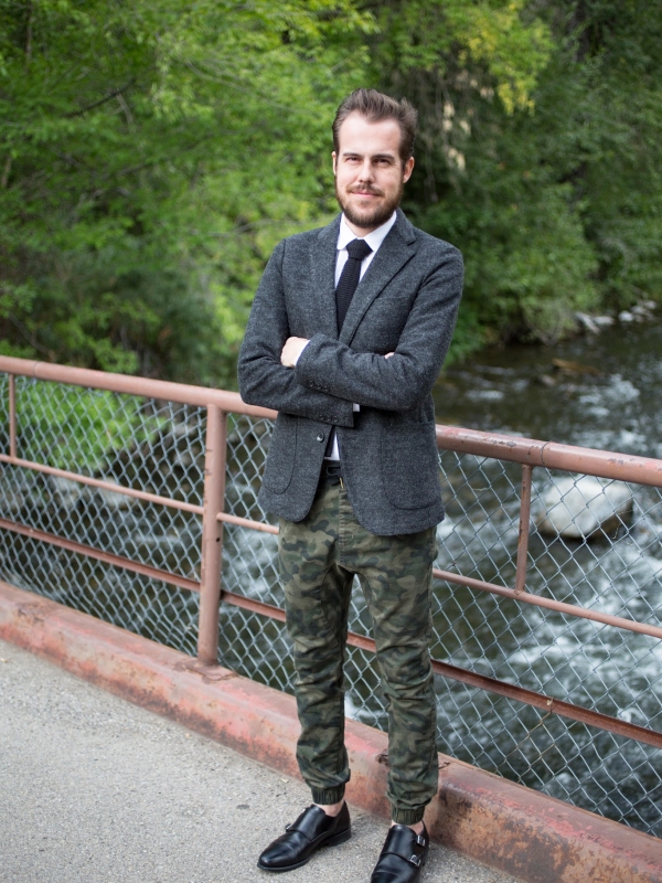 Wedding Style: Navy Dress and Camo Joggers