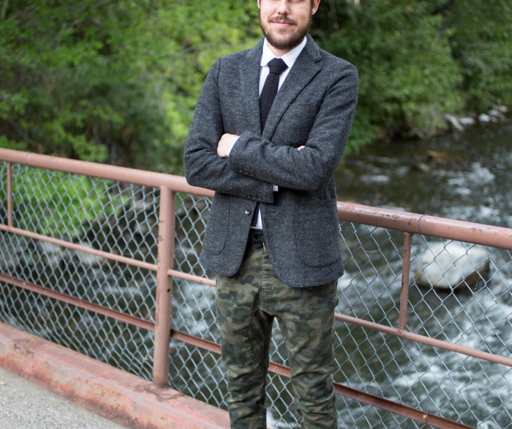 Wedding Style: Navy Dress and Camo Joggers